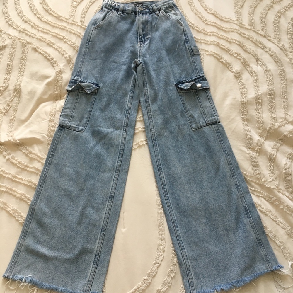 Playboy By Pacsun Jeans Womens 22(xxs) Blue Boyfriend High Rise Distressed - Picture 5 of 11